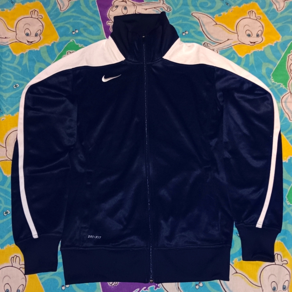 Y2K Nike Dri Fit Navy Blue & White Vintage Track Jacket